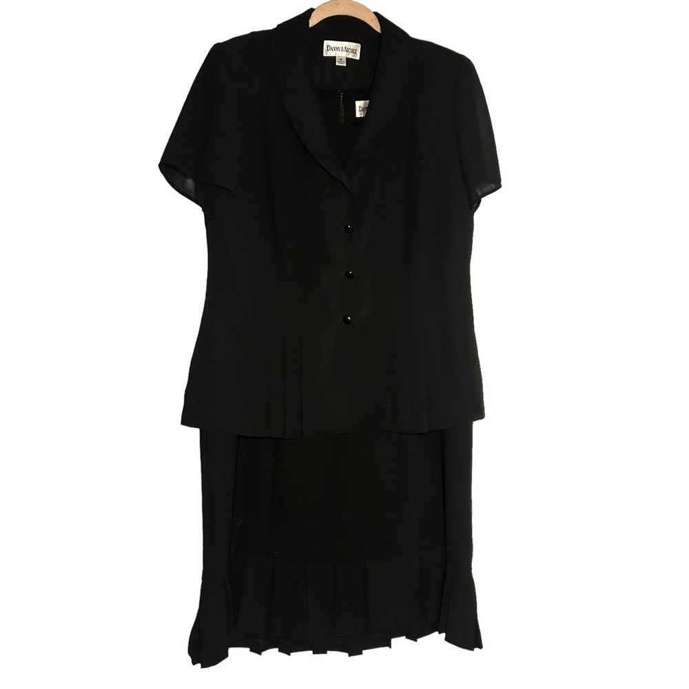 Vintage Black Dress and Shirt Co-Ord Matching Set Size 16
